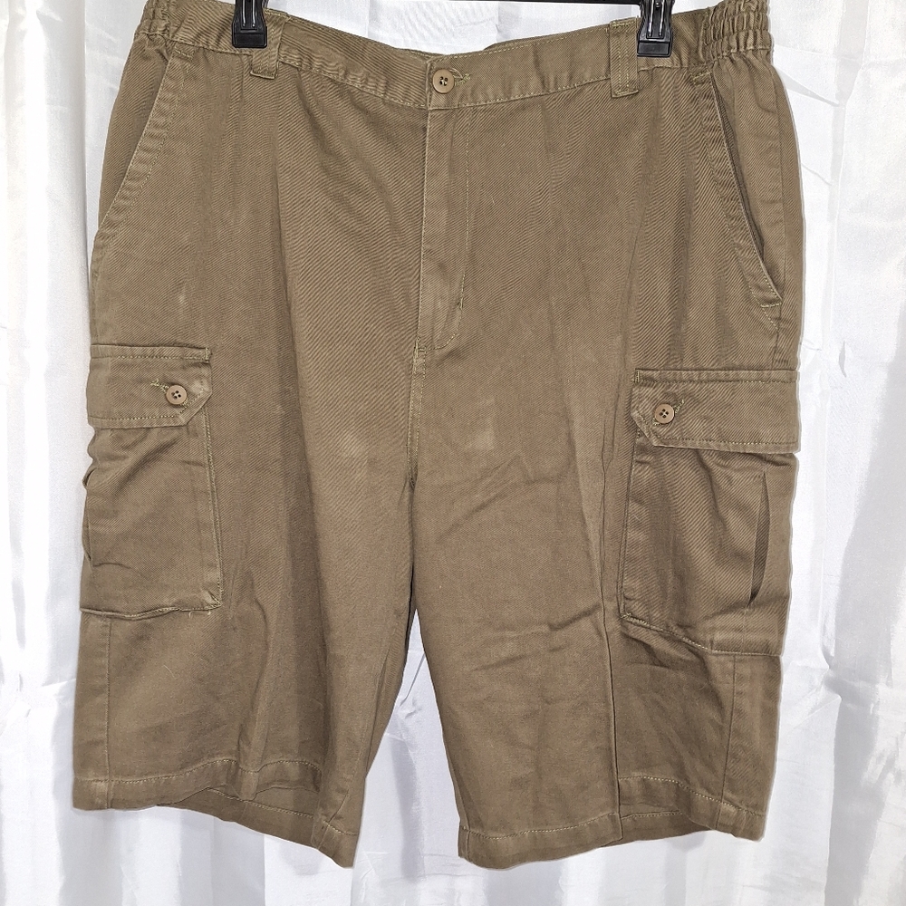 King Size Cargo Men's Shorts Brown Size XL Big Elastic Sizes also Belt Loops